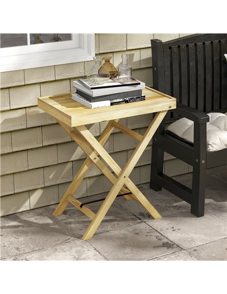 Outsunny Garden Table, Wooden Outdoor Side Table, 68x44cm, Perfect for Patio or Balcony, Natural Finish 84G-423V00ND - pic 64273 | FastDaddyshop