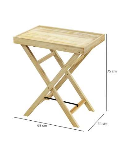 Outsunny Garden Table, Wooden Outdoor Side Table, 68x44cm, Perfect for Patio or Balcony, Natural Finish 84G-423V00ND