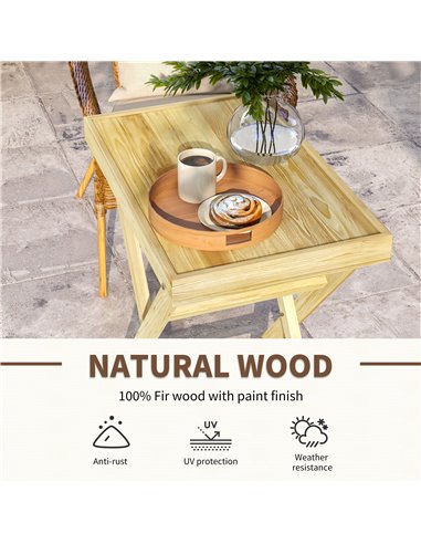 Outsunny Garden Table, Wooden Outdoor Side Table, 68x44cm, Perfect for Patio or Balcony, Natural Finish 84G-423V00ND