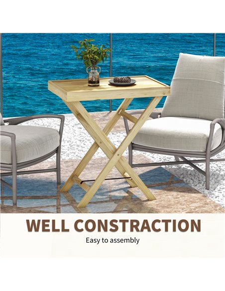 Outsunny Garden Table, Wooden Outdoor Side Table, 68x44cm, Perfect for Patio or Balcony, Natural Finish 84G-423V00ND - pic 64276 | FastDaddyshop