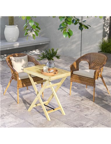 Outsunny Garden Table, Wooden Outdoor Side Table, 68x44cm, Perfect for Patio or Balcony, Natural Finish 84G-423V00ND