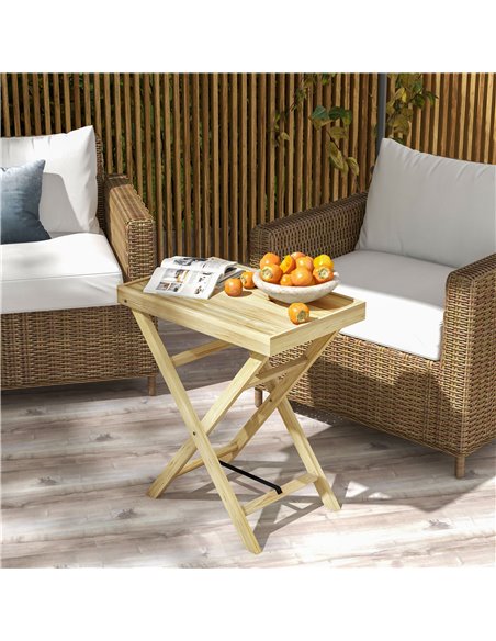 Outsunny Garden Table, Wooden Outdoor Side Table, 68x44cm, Perfect for Patio or Balcony, Natural Finish 84G-423V00ND - pic 64278 | FastDaddyshop