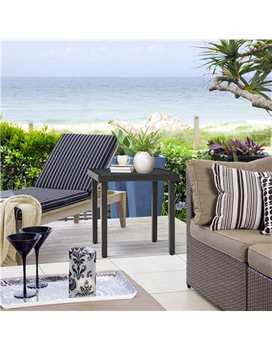 Outsunny Patio Side Table with Umbrella Hole, Durable Steel Frame, Ideal for Balcony and Garden, Black, 50x50cm 84G-034V00BK