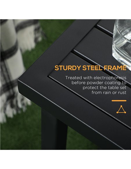 Outsunny Patio Side Table with Umbrella Hole, Durable Steel Frame, Ideal for Balcony and Garden, Black, 50x50cm 84G-034V00BK - pic 64285 | FastDaddyshop