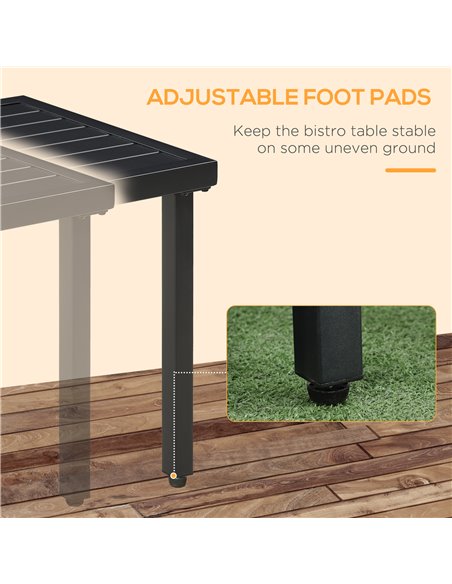 Outsunny Patio Side Table with Umbrella Hole, Durable Steel Frame, Ideal for Balcony and Garden, Black, 50x50cm 84G-034V00BK - pic 64286 | FastDaddyshop