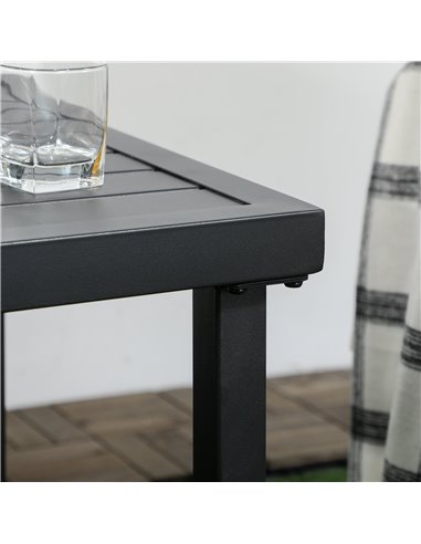 Outsunny Patio Side Table with Umbrella Hole, Durable Steel Frame, Ideal for Balcony and Garden, Black, 50x50cm 84G-034V00BK