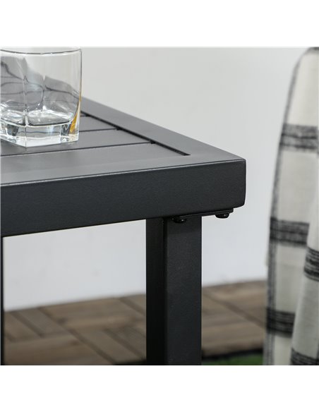Outsunny Patio Side Table with Umbrella Hole, Durable Steel Frame, Ideal for Balcony and Garden, Black, 50x50cm 84G-034V00BK - pic 64288 | FastDaddyshop
