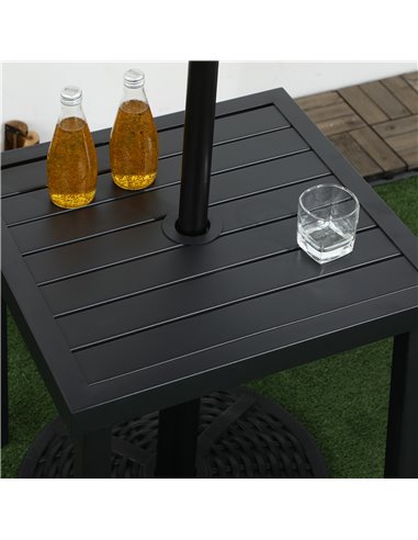 Outsunny Patio Side Table with Umbrella Hole, Durable Steel Frame, Ideal for Balcony and Garden, Black, 50x50cm 84G-034V00BK