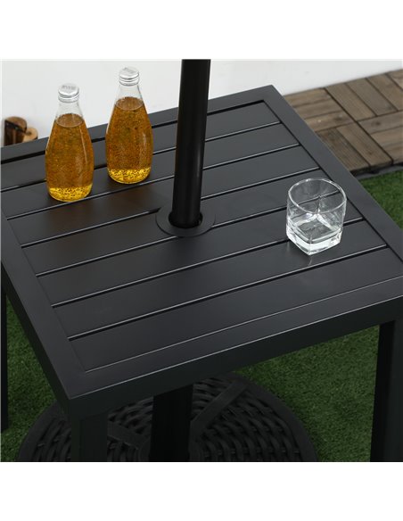 Outsunny Patio Side Table with Umbrella Hole, Durable Steel Frame, Ideal for Balcony and Garden, Black, 50x50cm 84G-034V00BK - pic 64289 | FastDaddyshop