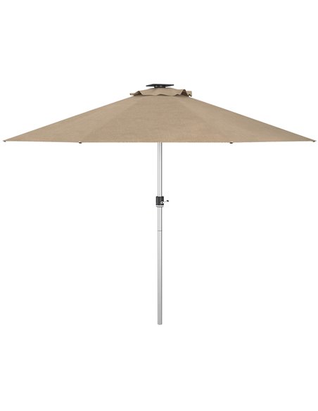 Outsunny LED Lighted Deck Umbrella with Solar & USB Charging, Khaki 84D-332V00KK - pic 64308 | FastDaddyshop