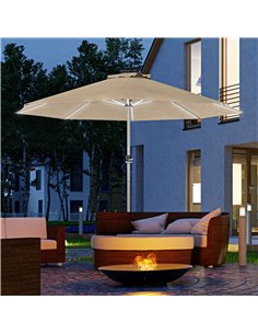 Outsunny LED Lighted Deck Umbrella with Solar & USB Charging, Khaki 84D-332V00KK 2
