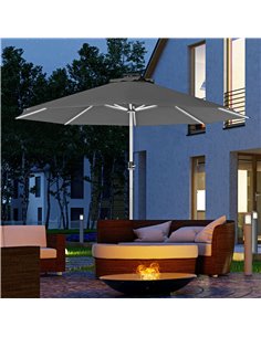Outsunny LED Lighted Deck Umbrella with Solar & USB Charging, Charcoal Grey 84D-332V00CG 2