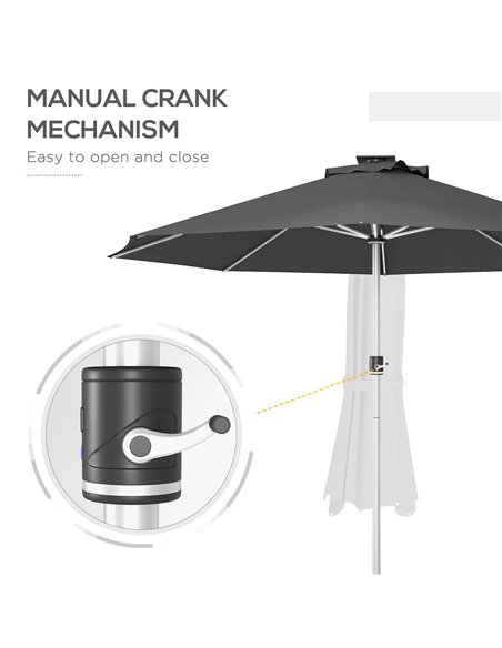 Outsunny LED Patio Umbrella, Lighted Deck Umbrella with 4 Lighting Modes, Solar & USB Charging, Charcoal Grey 84D-332V00CG - pic 64322 | FastDaddyshop