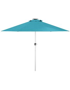 Outsunny LED Patio Umbrella, Lighted Deck Umbrella with 4 Lighting Modes, Solar & USB Charging, Blue 84D-332V00LB