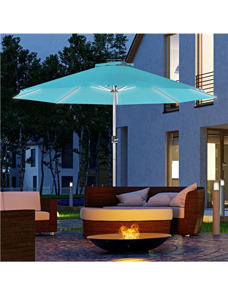 Outsunny LED Patio Umbrella, Lighted Deck Umbrella with 4 Lighting Modes, Solar & USB Charging, Blue 84D-332V00LB - pic 64327 | FastDaddyshop