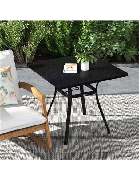 Outsunny Metal Garden Table, Steel Frame with Metal Tabletop and Umbrella Hole, Modern Design, Black 84G-369V00BK - pic 64336 | FastDaddyshop