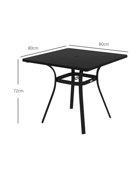 Outsunny Metal Garden Table, Steel Frame with Metal Tabletop and Umbrella Hole, Modern Design, Black 84G-369V00BK - pic 64337 | FastDaddyshop