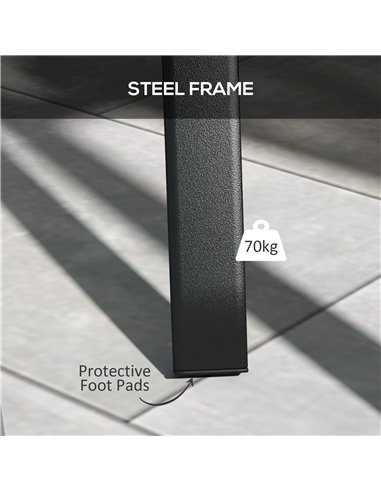 Outsunny Metal Garden Table, Steel Frame with Metal Tabletop and Umbrella Hole, Modern Design, Black 84G-369V00BK