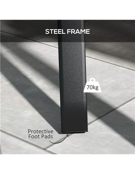Outsunny Metal Garden Table, Steel Frame with Metal Tabletop and Umbrella Hole, Modern Design, Black 84G-369V00BK - pic 64339 | FastDaddyshop