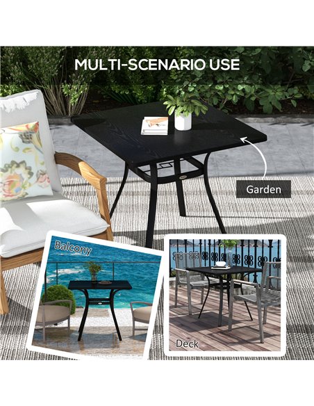 Outsunny Metal Garden Table, Steel Frame with Metal Tabletop and Umbrella Hole, Modern Design, Black 84G-369V00BK - pic 64340 | FastDaddyshop