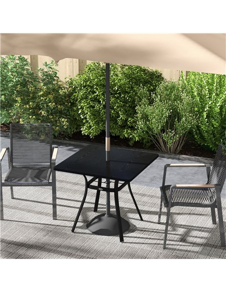Outsunny Metal Garden Table, Steel Frame with Metal Tabletop and Umbrella Hole, Modern Design, Black 84G-369V00BK - pic 64341 | FastDaddyshop