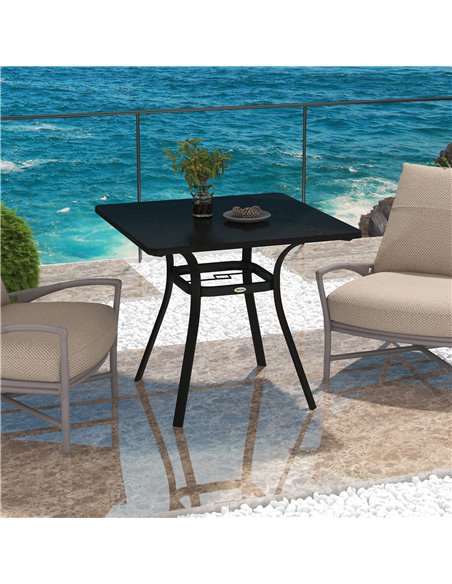 Outsunny Metal Garden Table, Steel Frame with Metal Tabletop and Umbrella Hole, Modern Design, Black 84G-369V00BK - pic 64342 | FastDaddyshop