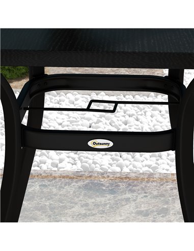 Outsunny Metal Garden Table, Steel Frame with Metal Tabletop and Umbrella Hole, Modern Design, Black 84G-369V00BK