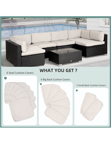 Outsunny Garden Rattan Sofa Seat Cushion Covers Replacement Outdoor, No Cushion Included, Beige 84B-426CW