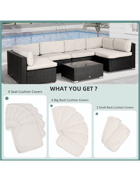 Outsunny Garden Rattan Sofa Seat Cushion Covers Replacement Outdoor, No Cushion Included, Beige 84B-426CW - pic 64347 | FastDaddyshop