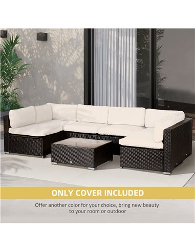Outsunny Garden Rattan Sofa Seat Cushion Covers Replacement Outdoor, No Cushion Included, Beige 84B-426CW