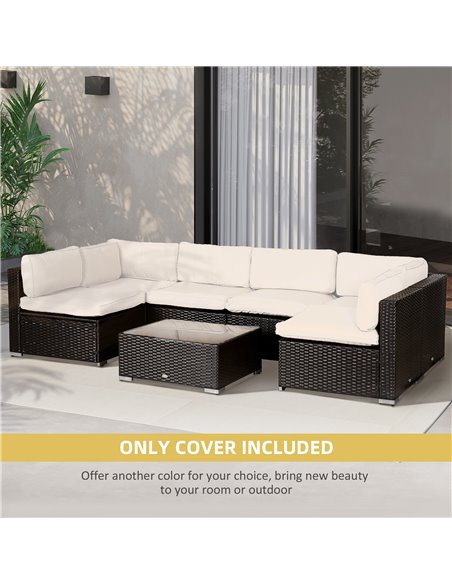 Outsunny Garden Rattan Sofa Seat Cushion Covers Replacement Outdoor, No Cushion Included, Beige 84B-426CW - pic 64349 | FastDaddyshop