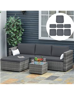 Outsunny Rattan Garden Wicker Patio Furniture Cushion Cover Sofa Cover Replacement - COVER ONLY, Grey 84B-522 2