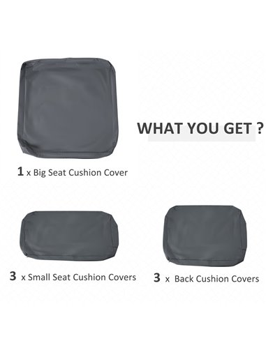 Outsunny Rattan Garden Wicker Patio Furniture Cushion Cover Sofa Cover Replacement - COVER ONLY, Grey 84B-522