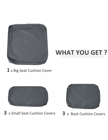 Outsunny Rattan Garden Wicker Patio Furniture Cushion Cover Sofa Cover Replacement - COVER ONLY, Grey 84B-522 - pic 64356 | FastDaddyshop