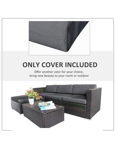 Outsunny Rattan Garden Wicker Patio Furniture Cushion Cover Sofa Cover Replacement - COVER ONLY, Grey 84B-522