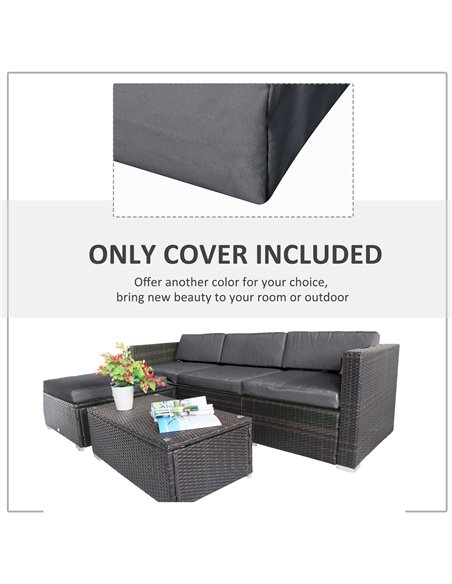 Outsunny Rattan Garden Wicker Patio Furniture Cushion Cover Sofa Cover Replacement - COVER ONLY, Grey 84B-522 - pic 64358 | FastDaddyshop