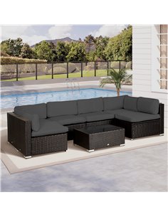 Outsunny Garden Rattan Sofa Cushion Polyester Cover Replacement Outdoor- No Cushion Included Dark Grey 84B-426V70GY 2