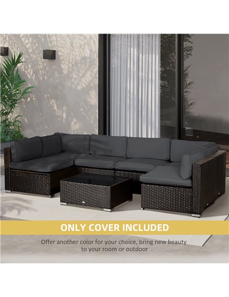 Outsunny Garden Rattan Sofa Cushion Polyester Cover Replacement Outdoor- No Cushion Included Dark Grey 84B-426V70GY - pic 64367 | FastDaddyshop