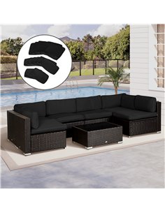 Outsunny Garden Rattan Sofa Cushion Polyester Cover Replacement Outdoor- No Cushion Included, Black 84B-426V00BK 2