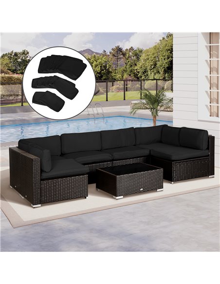 Outsunny Garden Rattan Sofa Cushion Polyester Cover Replacement Outdoor- No Cushion Included, Black 84B-426V00BK - pic 64372 | FastDaddyshop
