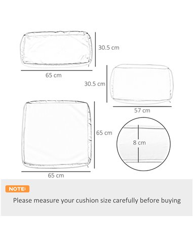 Outsunny Garden Rattan Sofa Cushion Polyester Cover Replacement Outdoor- No Cushion Included, Black 84B-426V00BK
