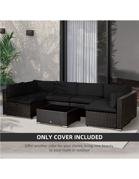 Outsunny Garden Rattan Sofa Cushion Polyester Cover Replacement Outdoor- No Cushion Included, Black 84B-426V00BK - pic 64376 | FastDaddyshop