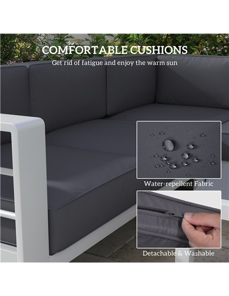 Outsunny Five-Piece Aluminium Garden Sofa Set, with Glass-Top Table - Grey 84G-462V00CG - pic 64392 | FastDaddyshop