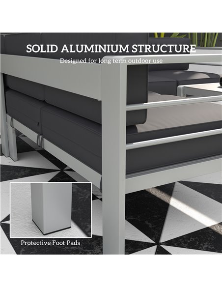 Outsunny Five-Piece Aluminium Garden Sofa Set, with Glass-Top Table - Grey 84G-462V00CG - pic 64393 | FastDaddyshop