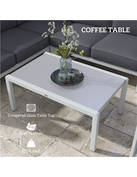Outsunny Five-Piece Aluminium Garden Sofa Set, with Glass-Top Table - Grey 84G-462V00CG - pic 64394 | FastDaddyshop