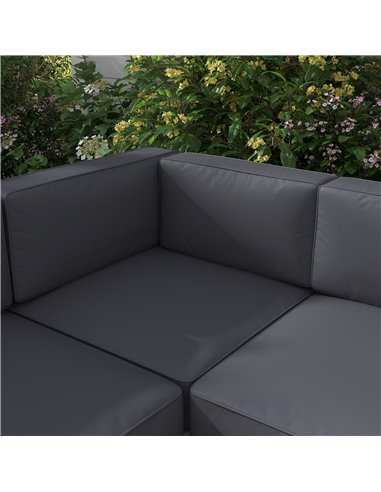 Outsunny Five-Piece Aluminium Garden Sofa Set, with Glass-Top Table - Grey 84G-462V00CG