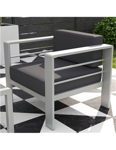 Outsunny Five-Piece Aluminium Garden Sofa Set, with Glass-Top Table - Grey 84G-462V00CG