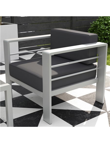 Outsunny Five-Piece Aluminium Garden Sofa Set, with Glass-Top Table - Grey 84G-462V00CG - pic 64397 | FastDaddyshop