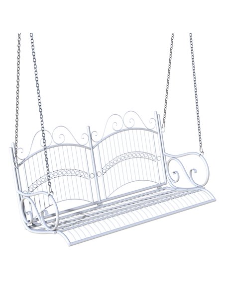 Outsunny Metal 2-Seater Outdoor Garden Swing Bench White 84A-071 - pic 64407 | FastDaddyshop