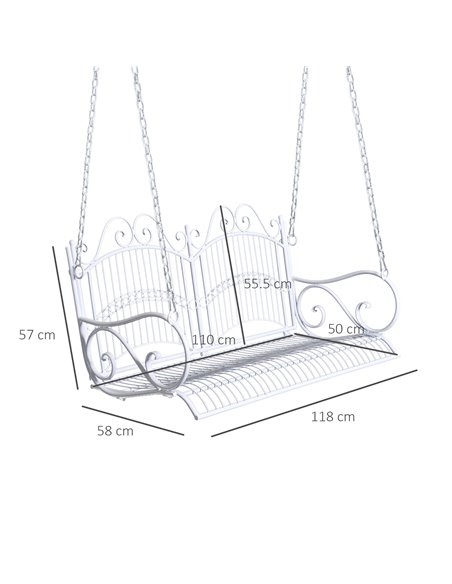 Outsunny Metal 2-Seater Outdoor Garden Swing Bench White 84A-071 - pic 64409 | FastDaddyshop